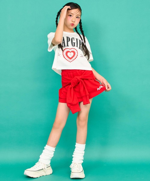 ANAP GｉRL（アナップガール）の「カレッジ プリント クロップド Tシャツ（Tシャツ/カットソー・キッズ・ブラック/ネイビー/ホワイト・XS/S/M）」の9枚目の写真