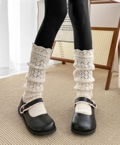 Teem Store（チームストア）の「粗編みニットソックス（ソックス/靴下・レディース・ホワイト/ブラック/グレー・F）」の2枚目の写真