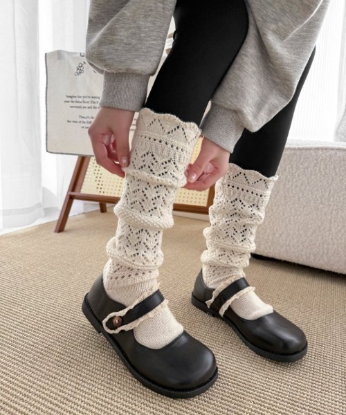 Teem Store（チームストア）の「粗編みニットソックス（ソックス/靴下・レディース・ホワイト/ブラック/グレー・F）」の4枚目の写真