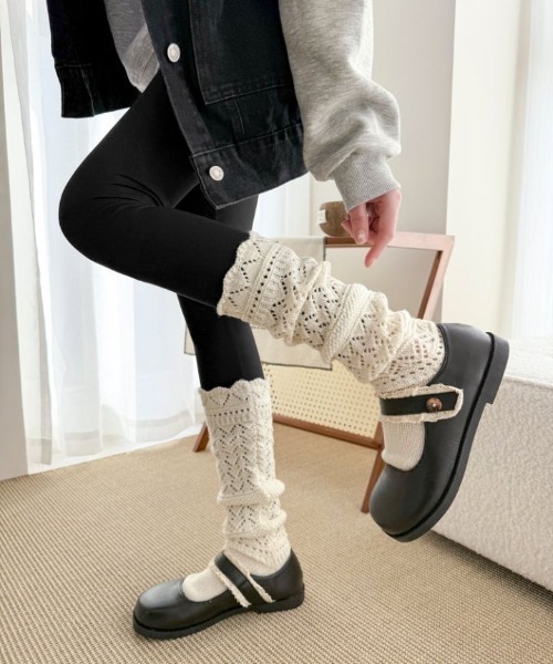 Teem Store（チームストア）の「粗編みニットソックス（ソックス/靴下・レディース・ホワイト/ブラック/グレー・F）」の9枚目の写真