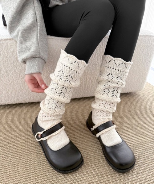 Teem Store（チームストア）の「粗編みニットソックス（ソックス/靴下・レディース・ホワイト/ブラック/グレー・F）」の6枚目の写真