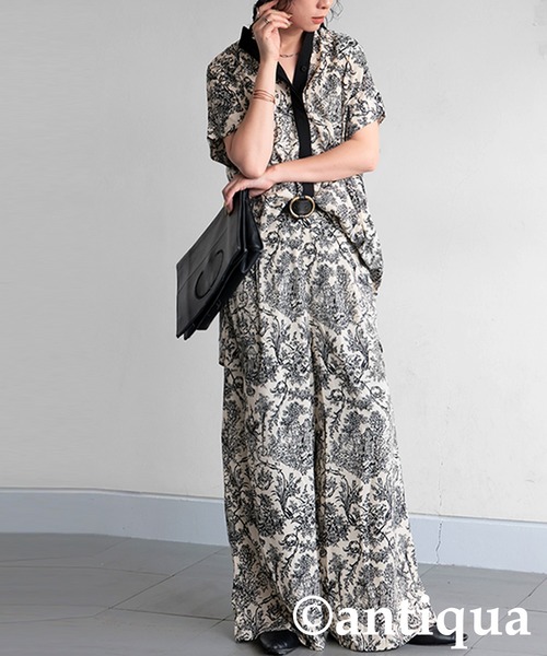 antiqua(アンティカ)の「トワルドジュイ柄半袖シャツ(シャツ/ブラウス・レディース・ブラック/アイボリー・ONESIZE)」の10枚目の写真
