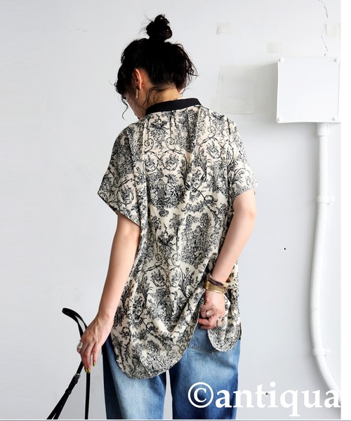 antiqua(アンティカ)の「トワルドジュイ柄半袖シャツ(シャツ/ブラウス・レディース・ブラック/アイボリー・ONESIZE)」の15枚目の写真