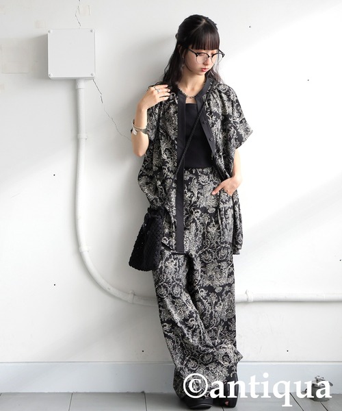 antiqua(アンティカ)の「トワルドジュイ柄半袖シャツ(シャツ/ブラウス・レディース・ブラック/アイボリー・ONESIZE)」の17枚目の写真