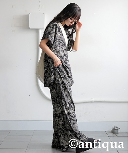 antiqua(アンティカ)の「トワルドジュイ柄半袖シャツ(シャツ/ブラウス・レディース・ブラック/アイボリー・ONESIZE)」の18枚目の写真