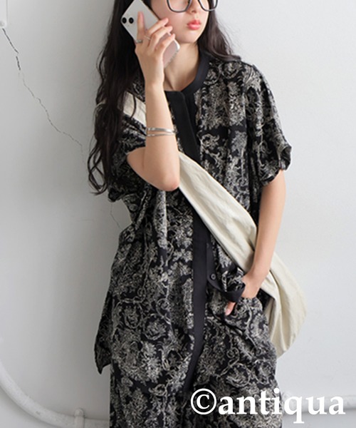 antiqua(アンティカ)の「トワルドジュイ柄半袖シャツ(シャツ/ブラウス・レディース・ブラック/アイボリー・ONESIZE)」の19枚目の写真