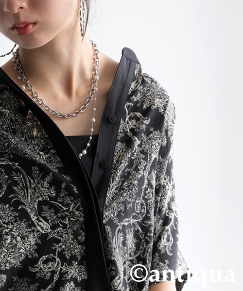 antiqua(アンティカ)の「トワルドジュイ柄半袖シャツ(シャツ/ブラウス・レディース・ブラック/アイボリー・ONESIZE)」の22枚目の写真