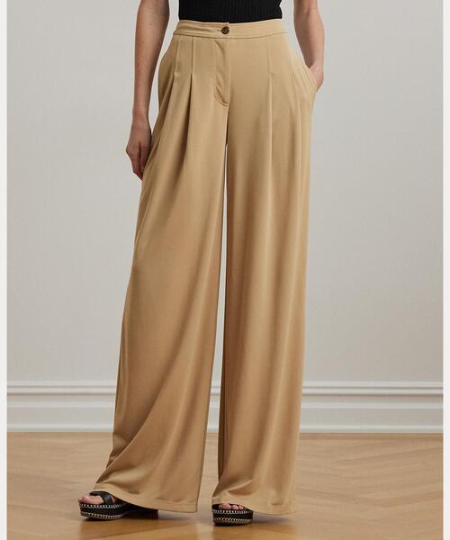 LAUREN RALPH LAUREN（ローレン ラルフ ローレン）の「プリーテッド ストレッチ ジャージー ワイドレッグ パンツ（その他パンツ・レディース・ブラウン系6・6/4/2/00/0）」の3枚目の写真