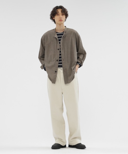MHL.（エムエイチエル）の「TOP DYED COTTON POPLIN（シャツ/ブラウス・メンズ・グレー/ブラウン・MEDIUM/LARGE/SMALL）」の9枚目の写真