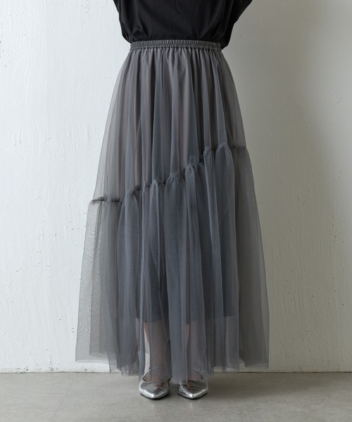 COLONY 2139（コロニートゥーワンスリーナイン）の「変形ティアードチュールスカート（スカート・レディース・ブラック/チャコールグレー/モカ・FREE）」の13枚目の写真