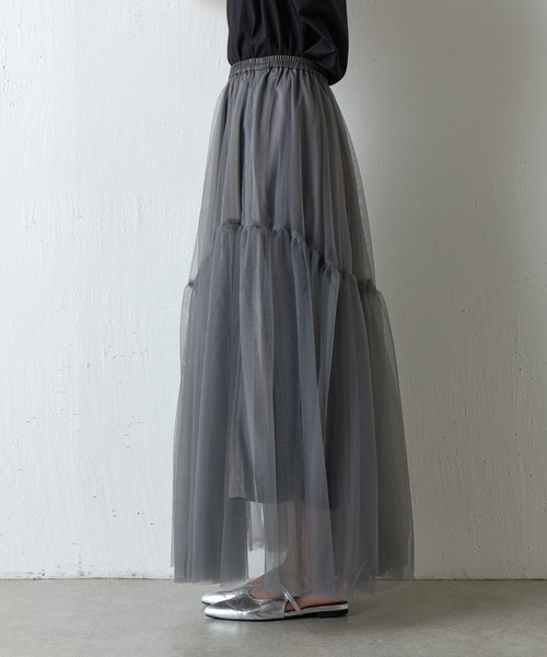 COLONY 2139（コロニートゥーワンスリーナイン）の「変形ティアードチュールスカート（スカート・レディース・ブラック/チャコールグレー/モカ・FREE）」の14枚目の写真