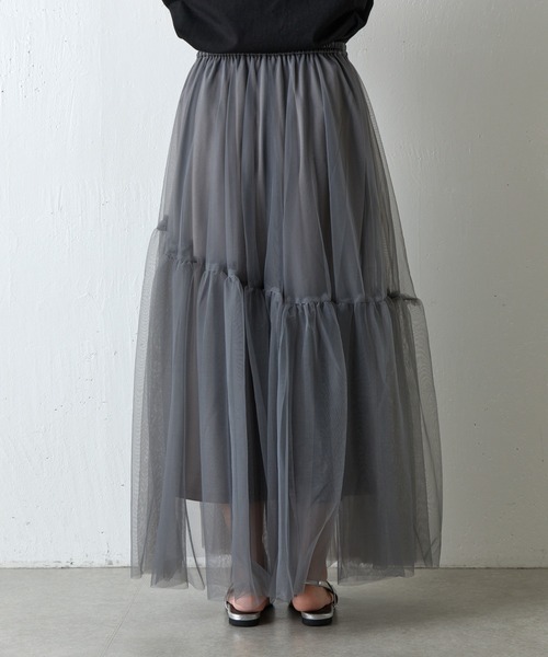 COLONY 2139（コロニートゥーワンスリーナイン）の「変形ティアードチュールスカート（スカート・レディース・ブラック/チャコールグレー/モカ・FREE）」の15枚目の写真