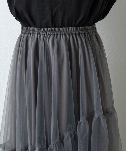 COLONY 2139（コロニートゥーワンスリーナイン）の「変形ティアードチュールスカート（スカート・レディース・ブラック/チャコールグレー/モカ・FREE）」の18枚目の写真