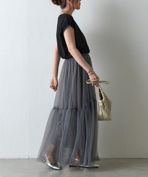 COLONY 2139（コロニートゥーワンスリーナイン）の「変形ティアードチュールスカート（スカート・レディース・ブラック/チャコールグレー/モカ・FREE）」の10枚目の写真
