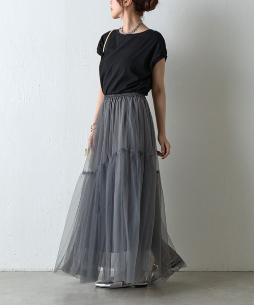 COLONY 2139（コロニートゥーワンスリーナイン）の「変形ティアードチュールスカート（スカート・レディース・ブラック/チャコールグレー/モカ・FREE）」の12枚目の写真