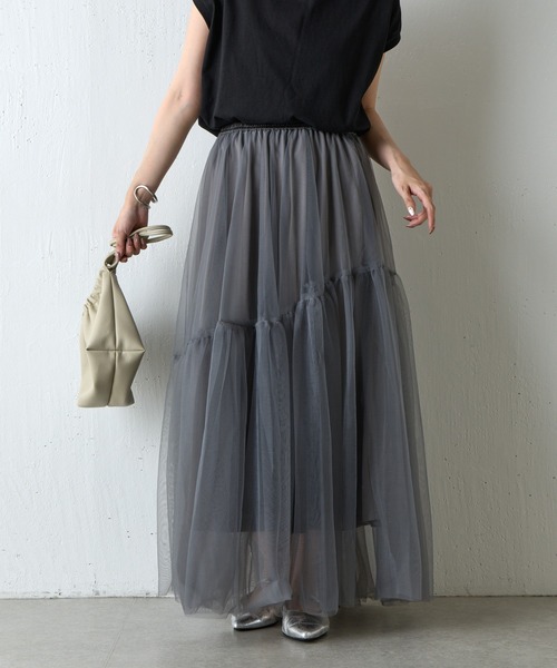 COLONY 2139（コロニートゥーワンスリーナイン）の「変形ティアードチュールスカート（スカート・レディース・ブラック/チャコールグレー/モカ・FREE）」の8枚目の写真