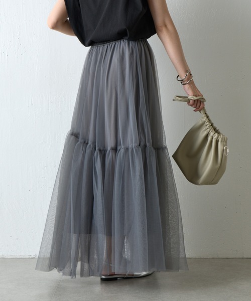 COLONY 2139（コロニートゥーワンスリーナイン）の「変形ティアードチュールスカート（スカート・レディース・ブラック/チャコールグレー/モカ・FREE）」の5枚目の写真