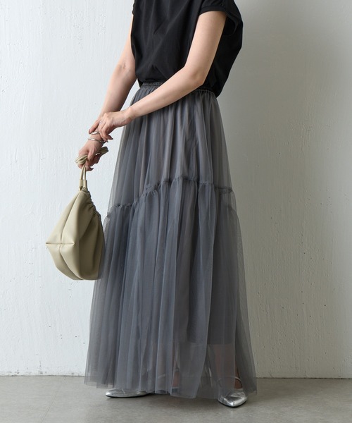 COLONY 2139（コロニートゥーワンスリーナイン）の「変形ティアードチュールスカート（スカート・レディース・ブラック/チャコールグレー/モカ・FREE）」の6枚目の写真