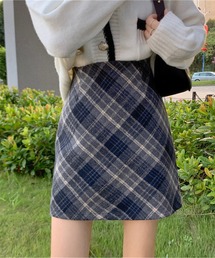 クラシカルチェック台形ミニスカート