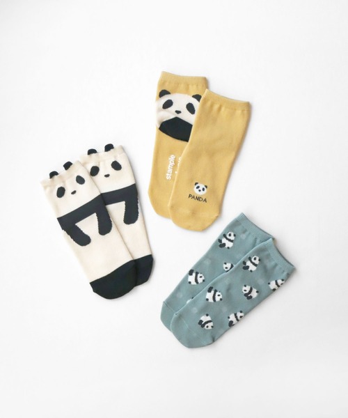 stample(スタンプル)の「パンダ ショートソックス 【3足セット】(ソックス/靴下・キッズ・A・S/M/L/LL)」の1枚目の写真