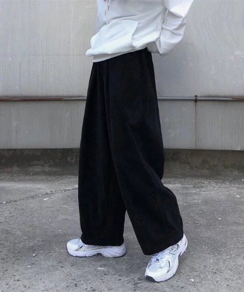 kapital タペストリーコーデュロイ　ワイドパンツ　黒 セール】【25年秋冬新作】コーデュロイワイドイージーパンツ