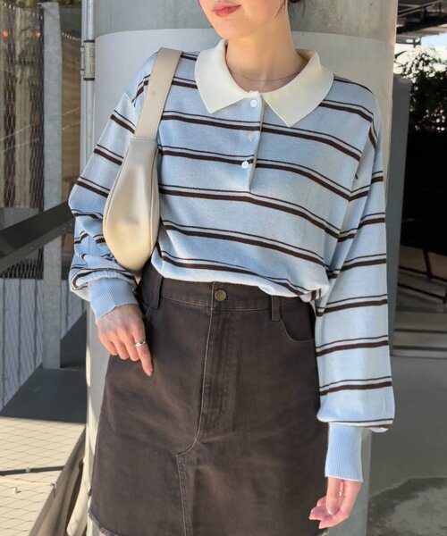 CIAOPANIC TYPY(チャオパニックティピー)の「【willow】シアーラガーニット(ニット/セーター・レディース・キャメル/グリーン/サックスブルー・ONE SIZE)」の1枚目の写真