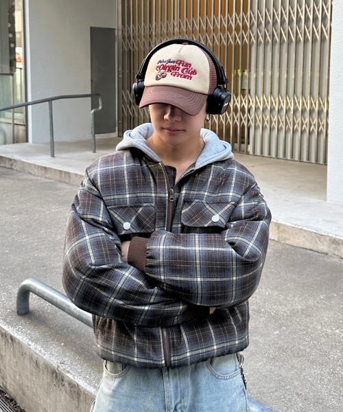 ADAMASTE（アダマスト）の「zip up hoodie check blouson - ジップアップフーディーチェックブルゾン（ブルゾン・メンズ・ブラウン/ブラック・MEDIUM/LARGE）」の7枚目の写真