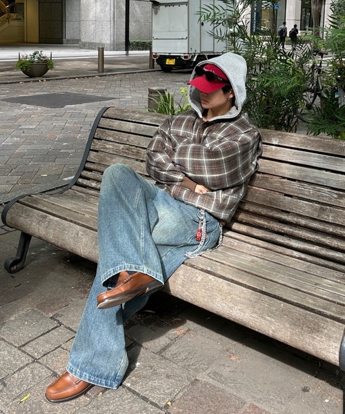 ADAMASTE（アダマスト）の「zip up hoodie check blouson - ジップアップフーディーチェックブルゾン（ブルゾン・メンズ・ブラウン/ブラック・MEDIUM/LARGE）」の19枚目の写真