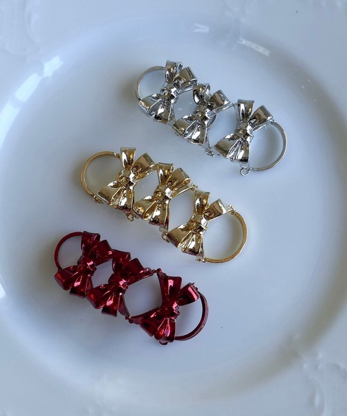 LOVE BY e.m. (ラブバイイーエム)の「赤リボンアーマーリング/25-26AW/レディース(リング・レディース・レッド・M/L/LL)」の4枚目の写真