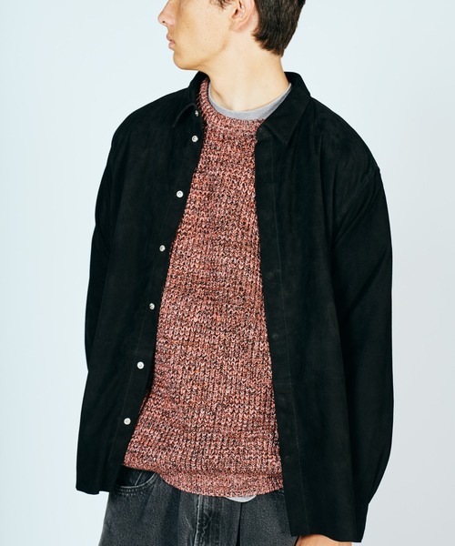 SUNNY  SPORTS（サニースポーツ）の「SUNNY SPORTS / サニースポーツ LEATHER SHIRT スムースレザー スウェード リラックスフィット レザーシャツ（シャツ/ブラウス・メンズ・ブラック系その他/ブラック・MEDIUM/LARGE）」の2枚目の写真