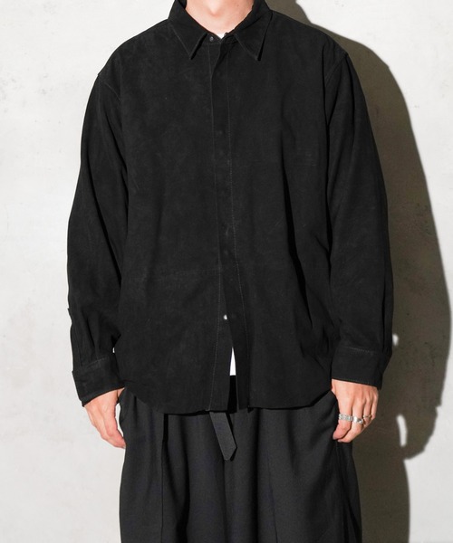 SUNNY  SPORTS（サニースポーツ）の「SUNNY SPORTS / サニースポーツ LEATHER SHIRT スムースレザー スウェード リラックスフィット レザーシャツ（シャツ/ブラウス・メンズ・ブラック系その他/ブラック・MEDIUM/LARGE）」の9枚目の写真