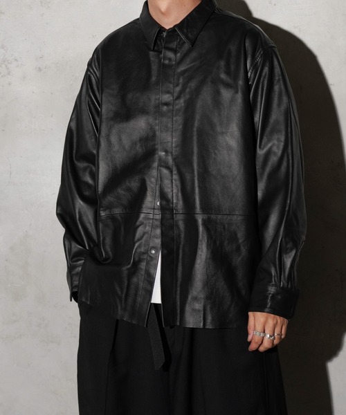 SUNNY  SPORTS（サニースポーツ）の「SUNNY SPORTS / サニースポーツ LEATHER SHIRT スムースレザー スウェード リラックスフィット レザーシャツ（シャツ/ブラウス・メンズ・ブラック系その他/ブラック・MEDIUM/LARGE）」の12枚目の写真