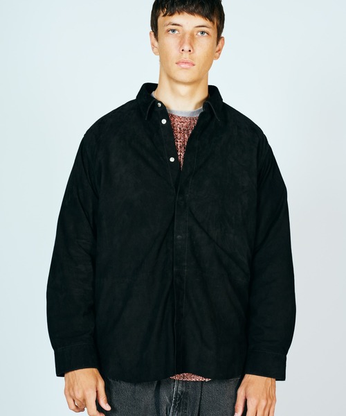 SUNNY  SPORTS（サニースポーツ）の「SUNNY SPORTS / サニースポーツ LEATHER SHIRT スムースレザー スウェード リラックスフィット レザーシャツ（シャツ/ブラウス・メンズ・ブラック系その他/ブラック・MEDIUM/LARGE）」の6枚目の写真