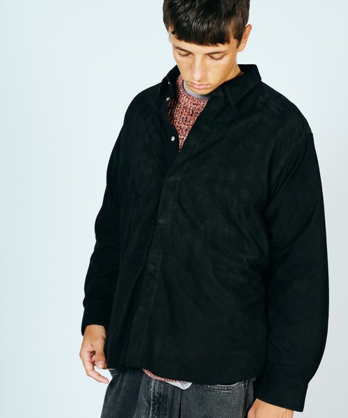 SUNNY  SPORTS（サニースポーツ）の「SUNNY SPORTS / サニースポーツ LEATHER SHIRT スムースレザー スウェード リラックスフィット レザーシャツ（シャツ/ブラウス・メンズ・ブラック系その他/ブラック・MEDIUM/LARGE）」の7枚目の写真