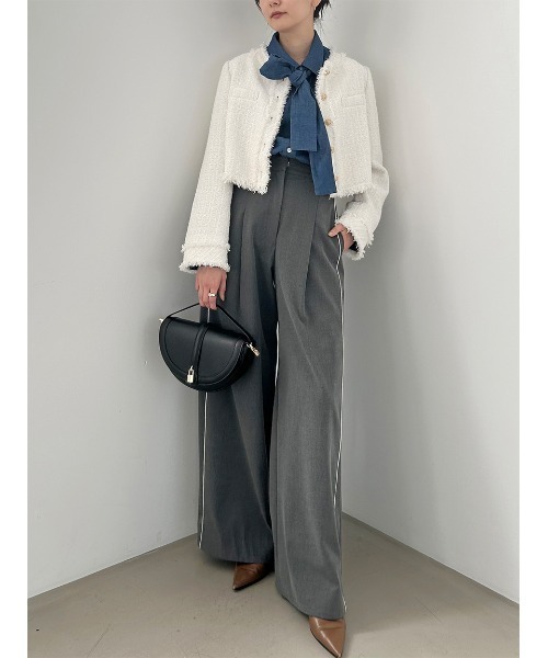 SNIDEL（スナイデル）の「ボウタイシャツ（シャツ/ブラウス・レディース・ネイビー/ホワイト/ピンク/サックスブルー/インディゴブルー・F）」の13枚目の写真