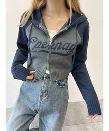 ロゴジャガードニットパーカー