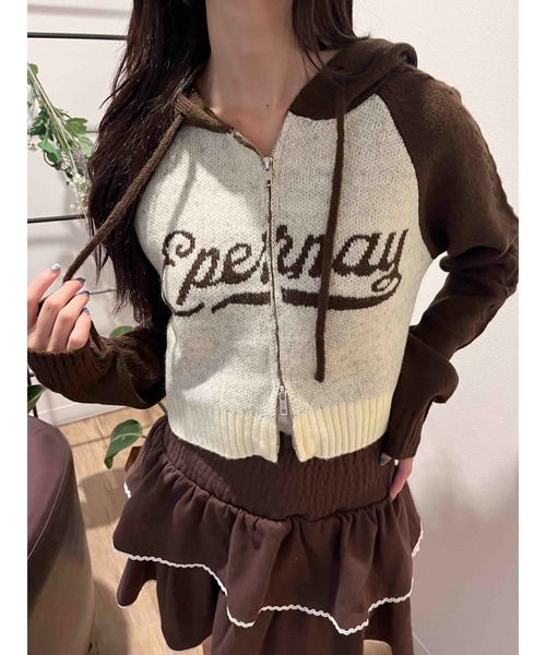 PHILLY（フィリー）の「ロゴジャガードニットパーカー（パーカー・レディース・ネイビー/ブラウン/ブラック・FREE）」の3枚目の写真