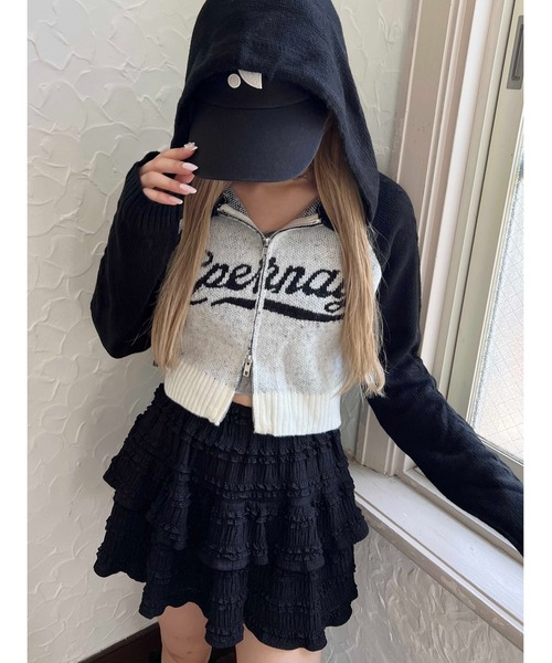 PHILLY（フィリー）の「ロゴジャガードニットパーカー（パーカー・レディース・ネイビー/ブラウン/ブラック・FREE）」の2枚目の写真