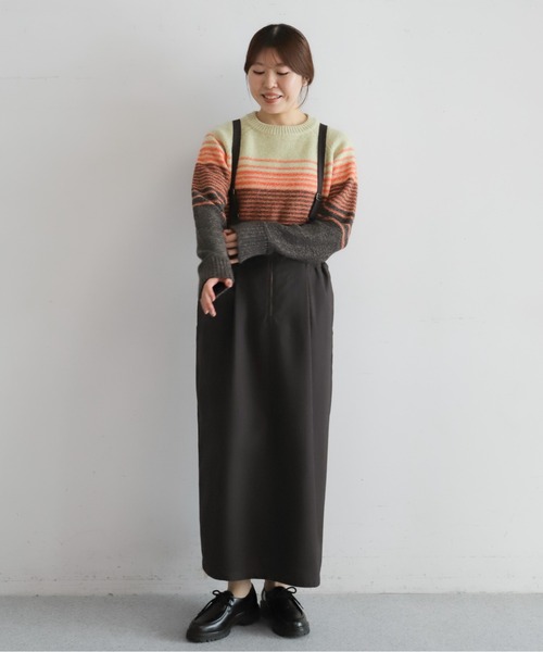NOMBRE IMPAIR（ノンブルアンペール）の「ミニストライプ　サロペットジャンスカ（ジャンパースカート・レディース・ブラウン/ブラック・FREE）」の18枚目の写真