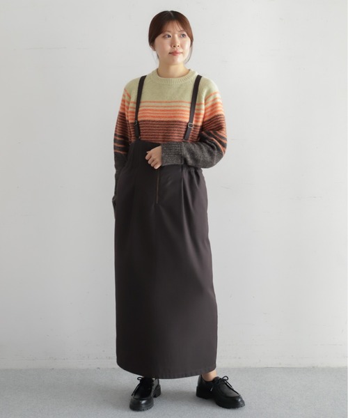 NOMBRE IMPAIR（ノンブルアンペール）の「ミニストライプ　サロペットジャンスカ（ジャンパースカート・レディース・ブラウン/ブラック・FREE）」の12枚目の写真