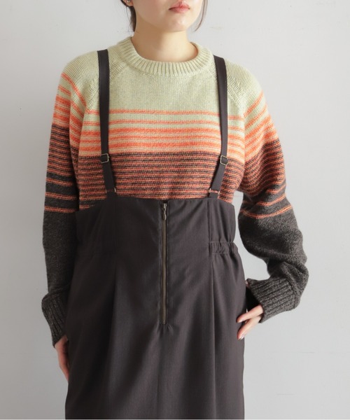 NOMBRE IMPAIR（ノンブルアンペール）の「ミニストライプ　サロペットジャンスカ（ジャンパースカート・レディース・ブラウン/ブラック・FREE）」の19枚目の写真