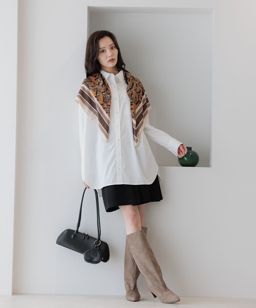 Andemiu(アンデミュウ)の「ラップフレアミニスカート589196(スカート・レディース・ブラック/チャコールグレー・SMALL/MEDIUM)」の4枚目の写真