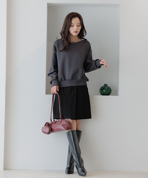 Andemiu(アンデミュウ)の「ラップフレアミニスカート589196(スカート・レディース・ブラック/チャコールグレー・SMALL/MEDIUM)」の5枚目の写真