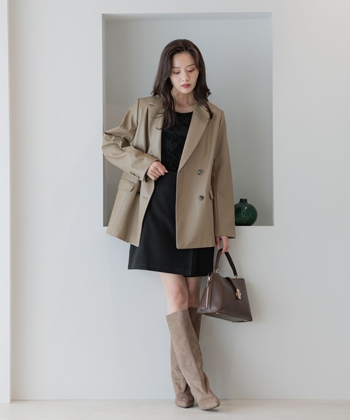 Andemiu(アンデミュウ)の「ラップフレアミニスカート589196(スカート・レディース・ブラック/チャコールグレー・SMALL/MEDIUM)」の7枚目の写真