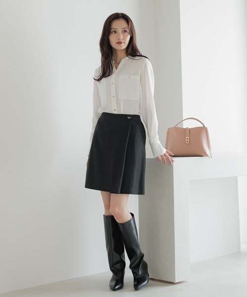 Andemiu(アンデミュウ)の「ラップフレアミニスカート589196(スカート・レディース・ブラック/チャコールグレー・SMALL/MEDIUM)」の15枚目の写真