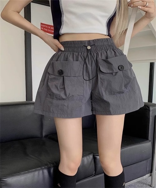 Dream garden(ドリームガーデン)の「ウエストドローコードショートパンツ(その他パンツ・レディース・チャコールグレー/ブラック/カーキ・L/M/S)」の13枚目の写真