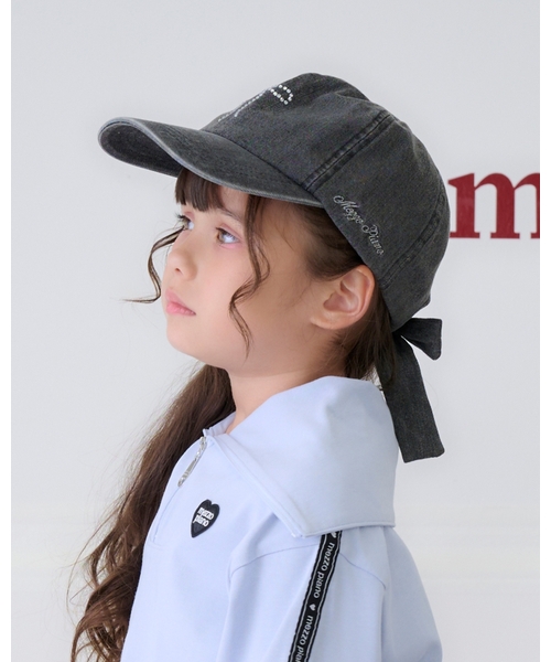 mezzo piano（メゾピアノ）の「ラインストーンリボン　デニムキャップ（キャップ・キッズ・ブラック/ブルー・F）」の11枚目の写真