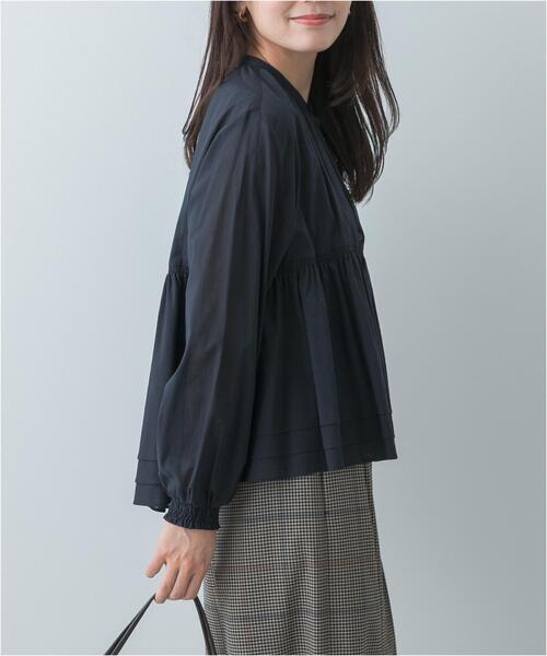 F by ROSSO（エフバイロッソ）の「F by ROSSO　コットンボイルティアードブラウス（Tシャツ/カットソー・レディース・ネイビー/ブラウン・FREE）」の3枚目の写真