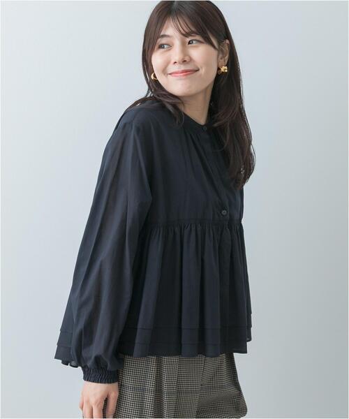 F by ROSSO（エフバイロッソ）の「F by ROSSO　コットンボイルティアードブラウス（Tシャツ/カットソー・レディース・ネイビー/ブラウン・FREE）」の4枚目の写真