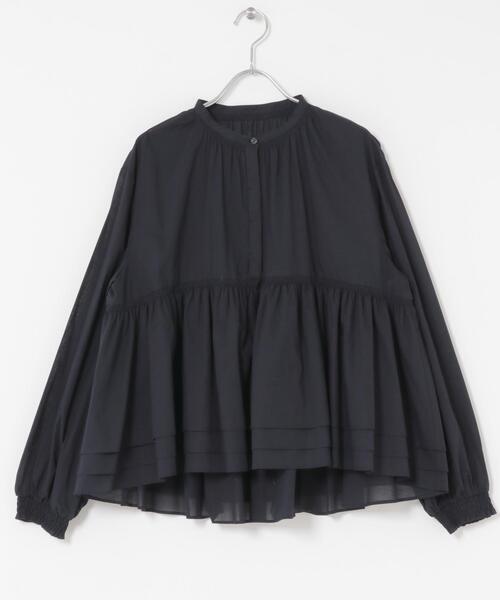 F by ROSSO（エフバイロッソ）の「F by ROSSO　コットンボイルティアードブラウス（Tシャツ/カットソー・レディース・ネイビー/ブラウン・FREE）」の7枚目の写真